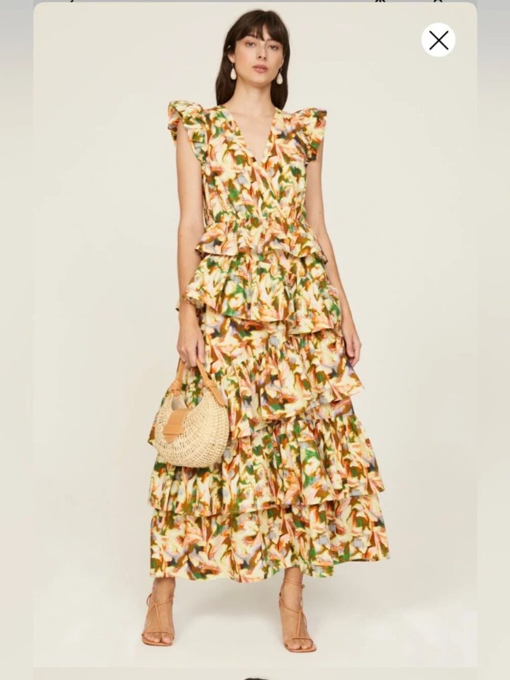 MARIE OLIVER Marisol Maxi Dress Tiered Ruffles Statement Gown Party Sleeveless